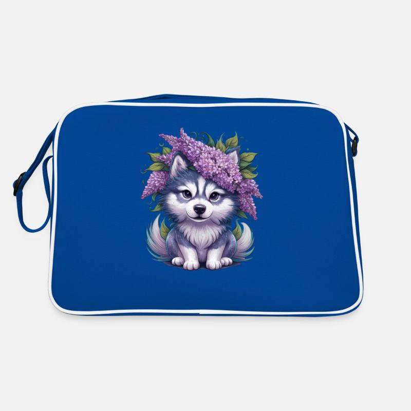 Mignon husky au lilas pour les amoureux des chiens Sac Retro