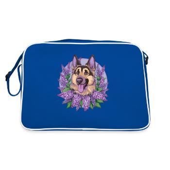 Berger allemand mignon avec lilas - Sac Retro - bleu/blanc - Dos