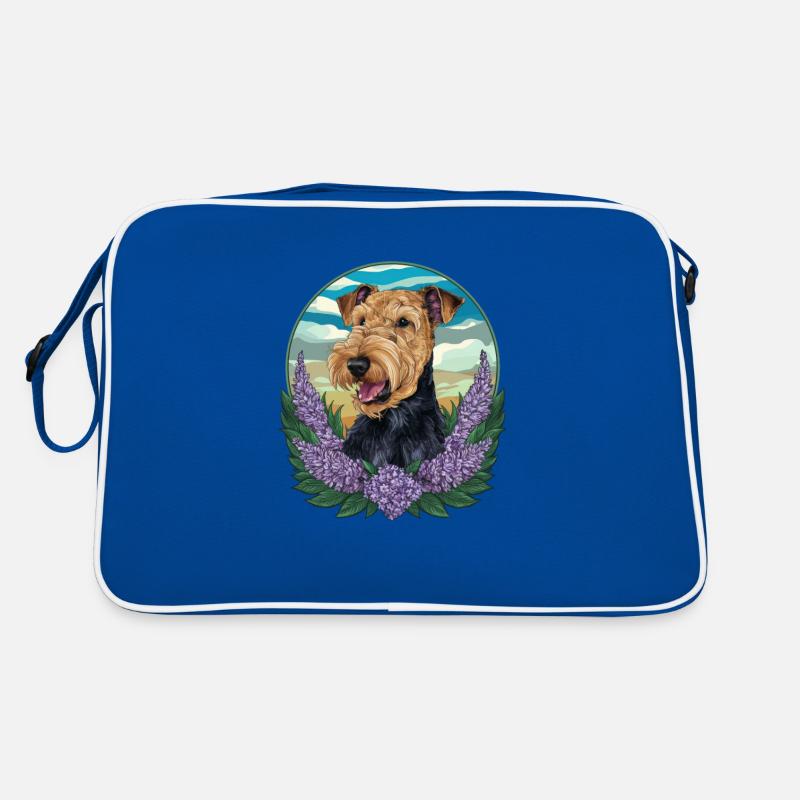 Cute Airedale Terrier with lilac Retro Bag