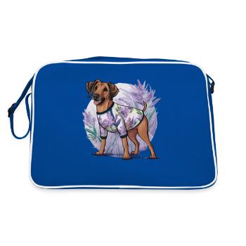 Chien lion à crête dorsale rhodésienne dans le style de dessin animé - Sac Retro - bleu/blanc - Dos