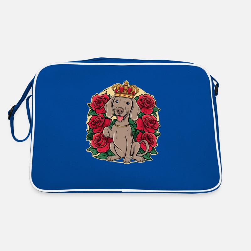 Braque de Weimar avec couronne et jolies roses Sac Retro