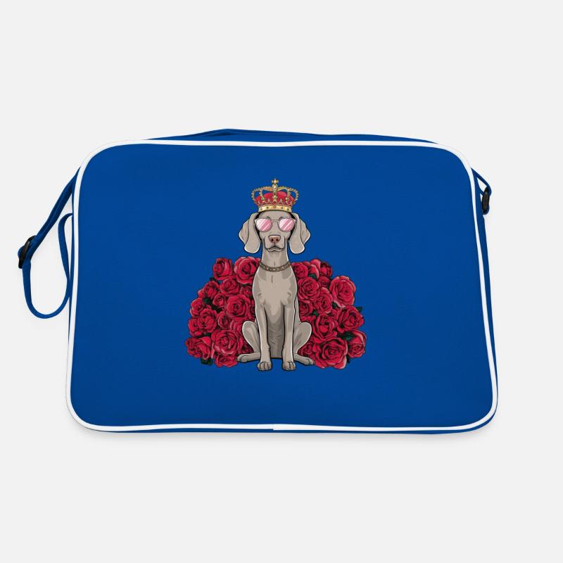 Braque de Weimar avec couronne et jolies roses Sac Retro