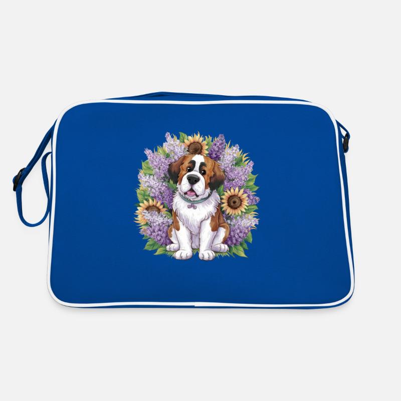 St. Bernard with sunflowers Retro Bag
