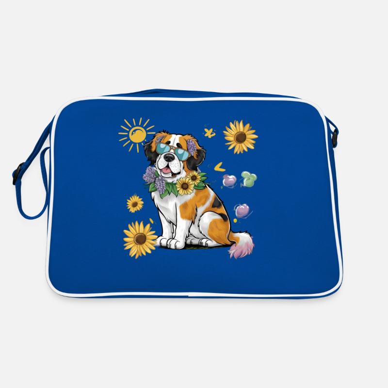 Bernhardiner mit Sonnenblumen Retro Tasche