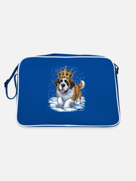 Dessin animé Saint Bernard avec couronne dans la neige - Sac Retro - bleu/blanc - Dos