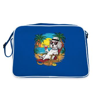Mignon dessin animé bichonnais sur la plage motif d’été - Sac Retro - bleu/blanc - Dos