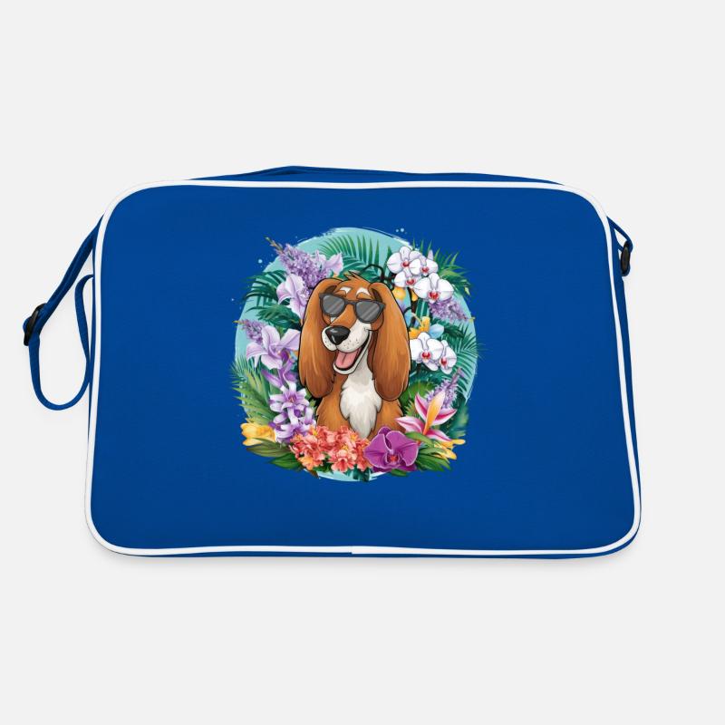 Afghan Greyhound with Colorful Flowers Retro Bag
