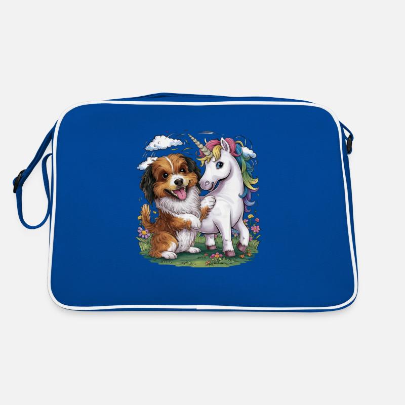 Cartoon Havanese spielt mit Einhorn märchenhaft Retro Tasche