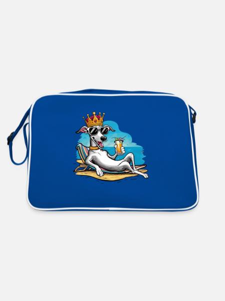 Italienisches Windspiel für Groß und Klein - Retro Tasche - Blau/Weiß - Hinten
