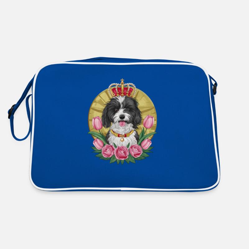 Chien lion mignon avec des fleurs et une couronne Sac Retro