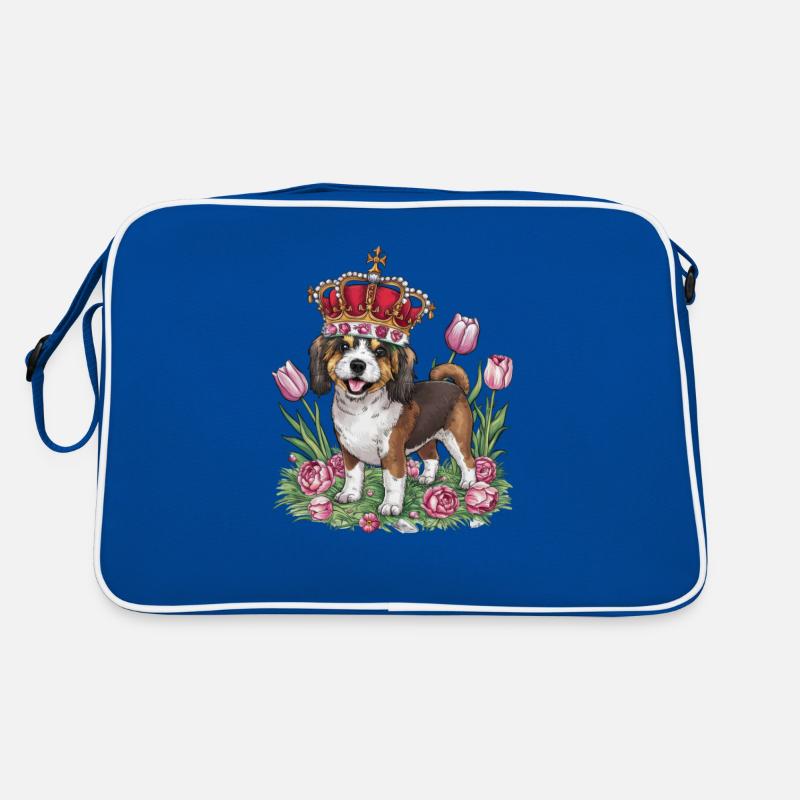Chien lion mignon avec des fleurs et une couronne Sac Retro
