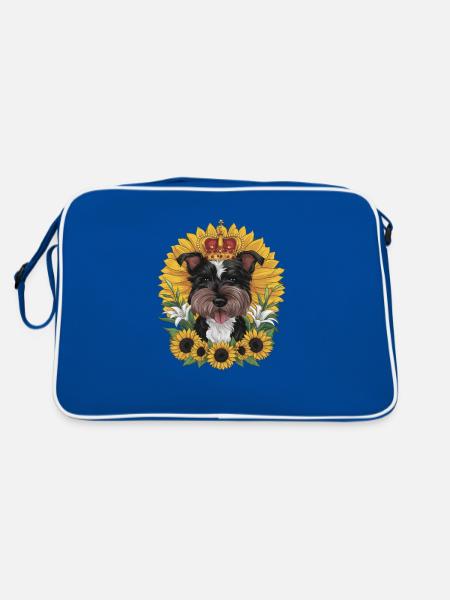 Niedliches Cartoon Design mit Norfolk Terrier - Retro Tasche - Blau/Weiß - Hinten