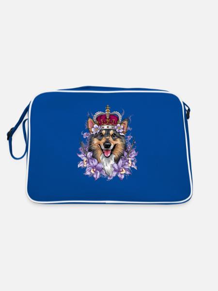 Chien d’élan norvégien dans la conception de bande dessinée - Sac Retro - bleu/blanc - Dos