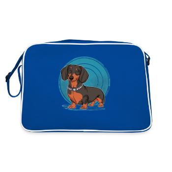 Teckel de dessin animé cool - Sac Retro - bleu/blanc - Dos
