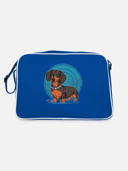 Teckel de dessin animé cool - Sac Retro - bleu/blanc - Dos