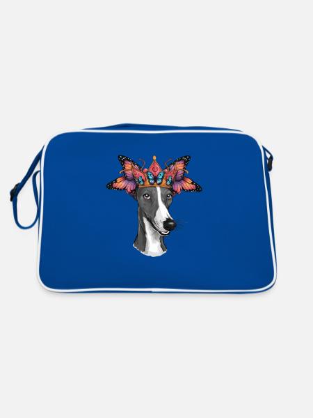 Carton Greyhound with Butterfly - Retro Bag - blue/white - Back