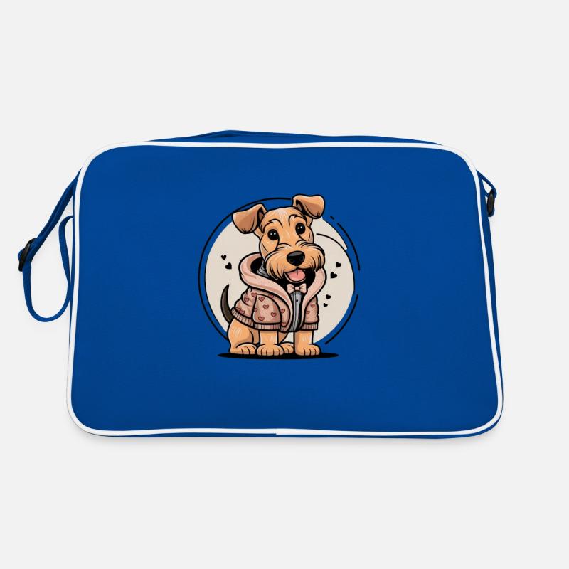 Airedale Terrier im Cartoon Look Retro Tasche