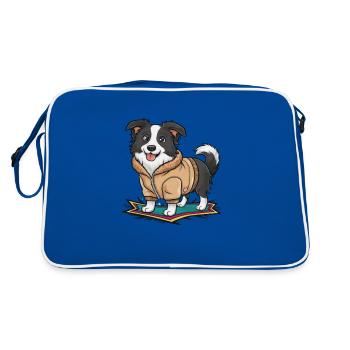 Border Collie mignon au look de dessin animé - Sac Retro - bleu/blanc - Dos