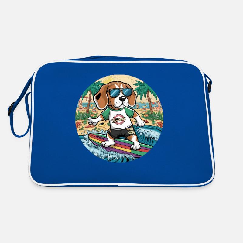 Cool beagle loves surfing Retro Bag