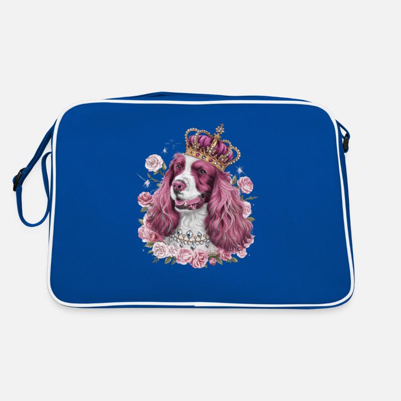 Cocker Spaniel mit Krone und Rosen Retro Tasche