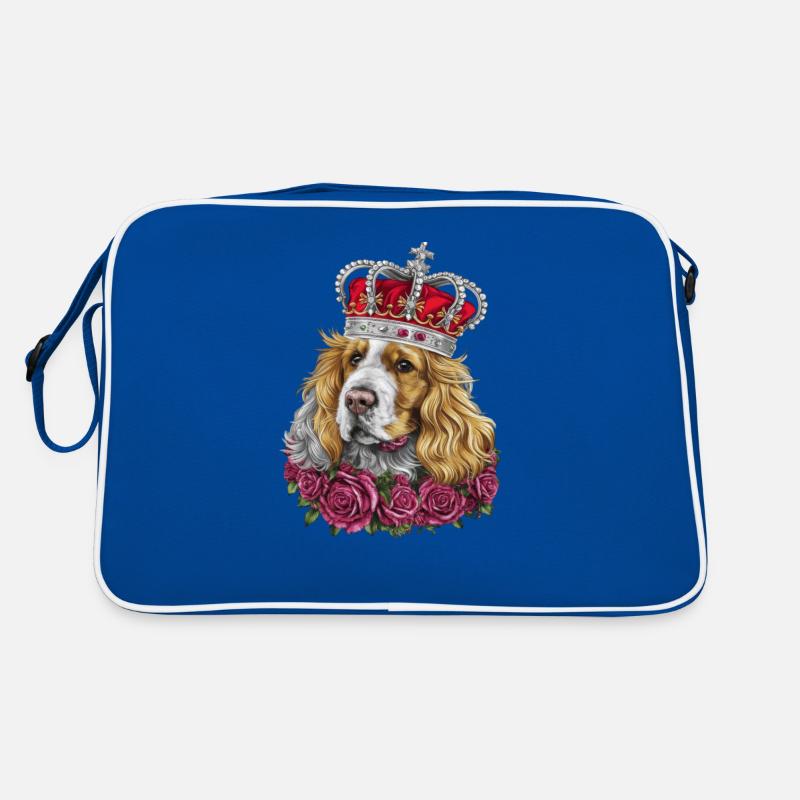 Cocker Spaniel mit Krone und Rosen Retro Tasche