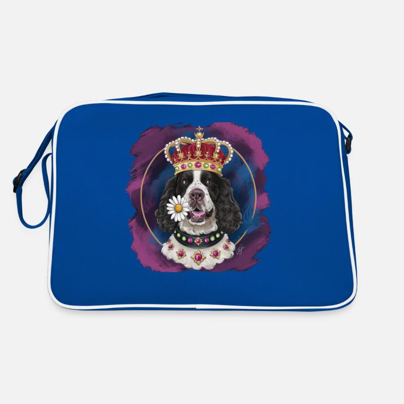 Cocker Spaniel mit Blumen und Krone Retro Tasche