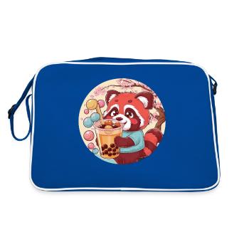 Panda Kawaii Rouge avec Bubble Tea - Sac Retro - bleu/blanc - Dos