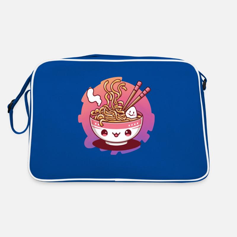 Kawaii Katze mit Ramen Schüssel Retro Tasche