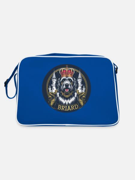 Royal Briard Dog with Crown and Lock - Retro Bag - blue/white - Back