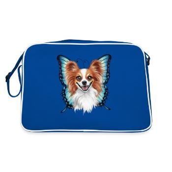 Dessin animé Papillon chien avec des ailes de papillon - Sac Retro - bleu/blanc - Dos