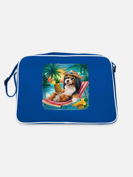 Havanese dog on the beach ideal for summer - Retro Bag - blue/white - Back