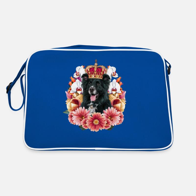 Münsterländer Hund mit Krone, Orchideen Retro Tasche