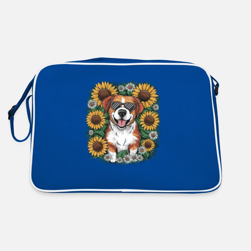 Lagotto Romagnolo mit Sonennblumen Retro Tasche