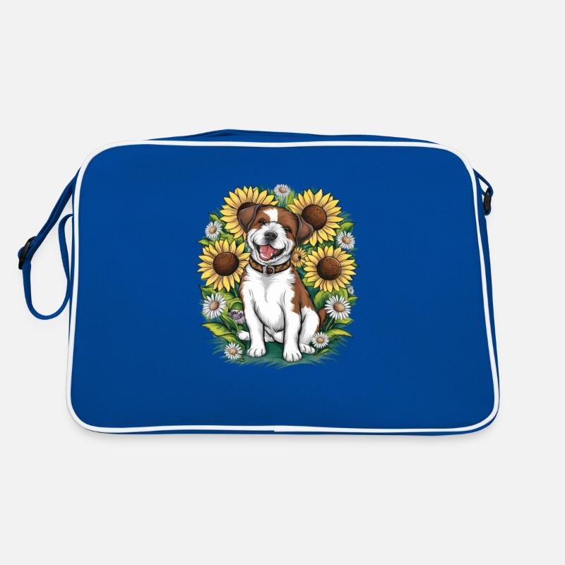 Lagotto Romagnolo mit Sonennblumen Retro Tasche