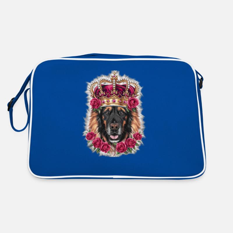 Leonberger Hund mit Krone und Rosen Retro Tasche