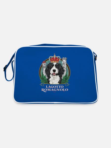 Lagotto Romagnolo with crown and castle - Retro Bag - blue/white - Back