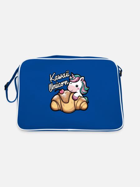 Licorne Kawaii avec croissant - Sac Retro - bleu/blanc - Dos