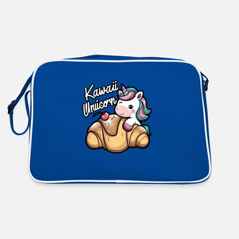 Kawaii Unicorn with Croissant Retro Bag