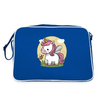 Kawaii Unicorn with Bee - Retro Bag - blue/white - Back