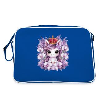 Kawaii Unicorn with Orchids and Lilac - Retro Bag - blue/white - Back