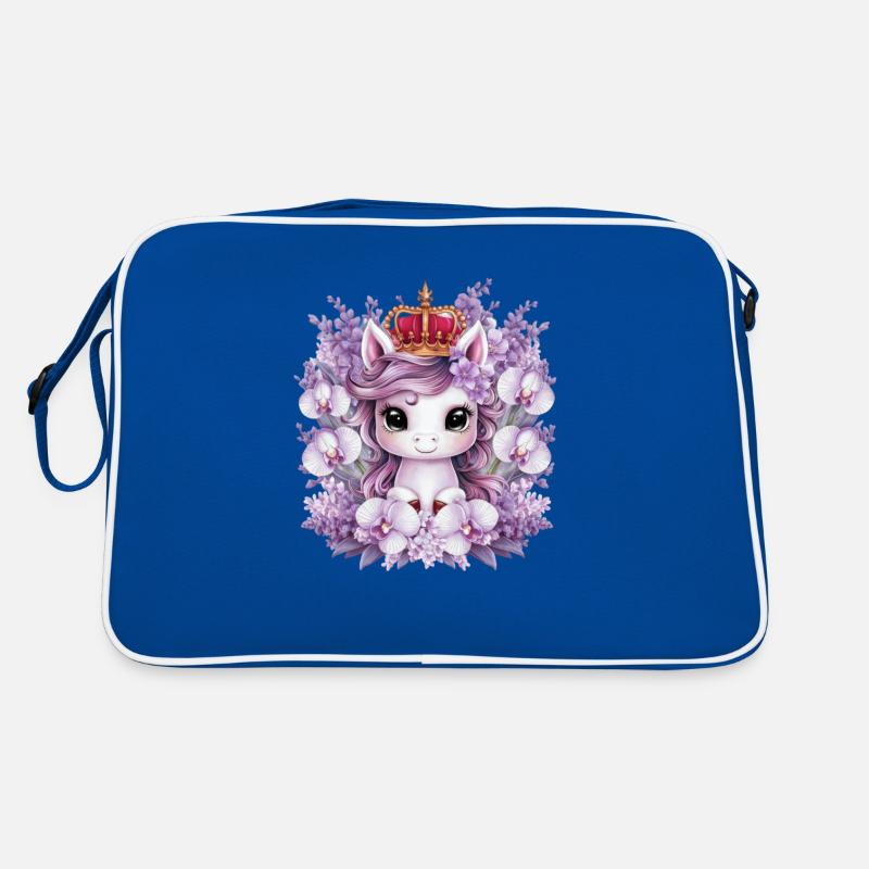 Kawaii Unicorn with Orchids and Lilac Retro Bag