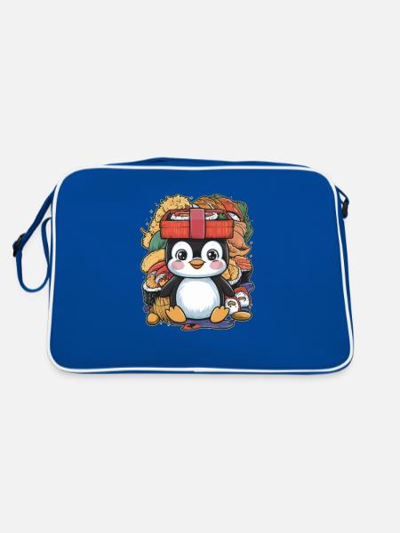 Pingouin avec boîte à lunch colorée - Sac Retro - bleu/blanc - Dos