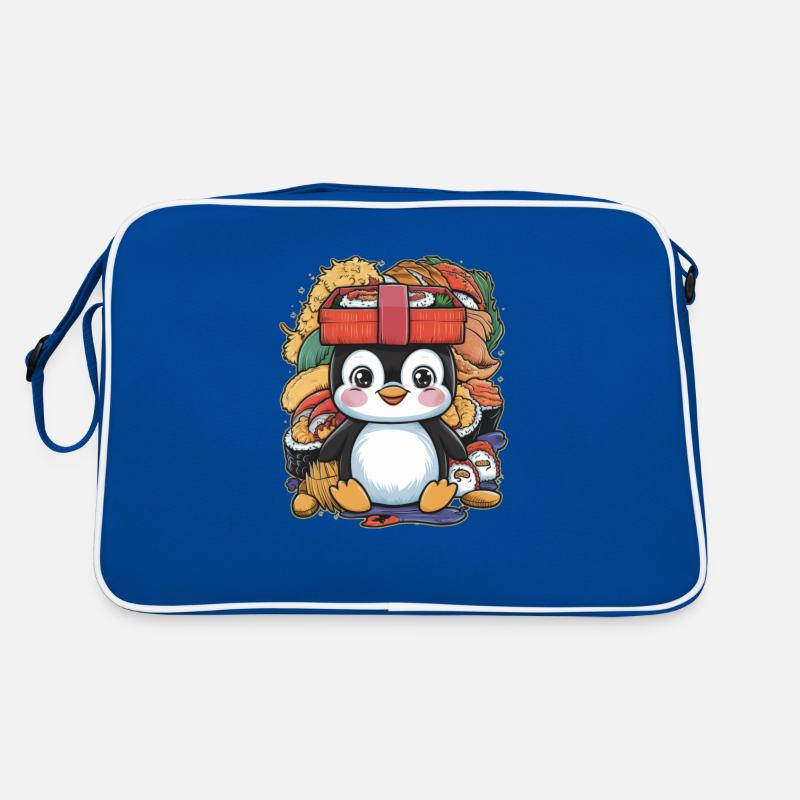 Penguin with colorful lunch box Retro Bag