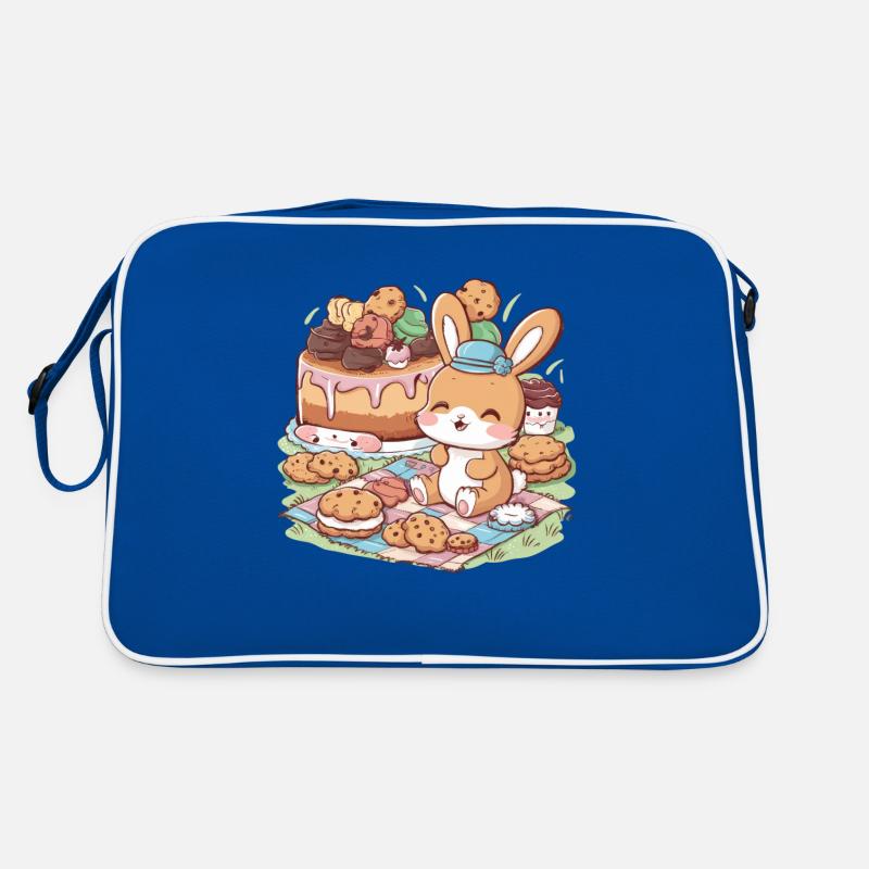 Dessin animé lapin kawaii avec des biscuits et un gâteau Sac Retro