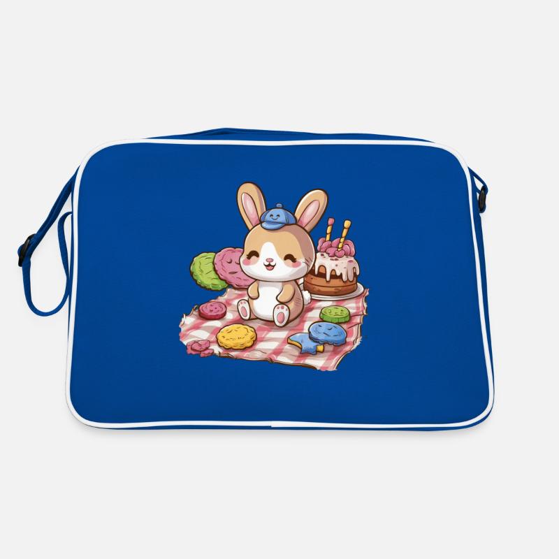 Dessin animé lapin kawaii avec des biscuits et un gâteau Sac Retro