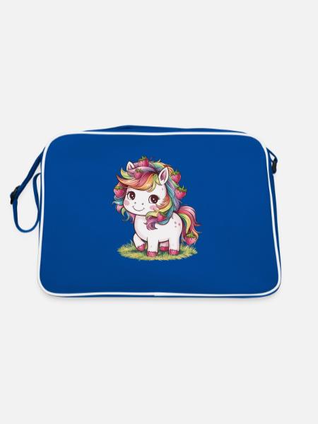 Licorne Kawaii aux fraises - Sac Retro - bleu/blanc - Dos