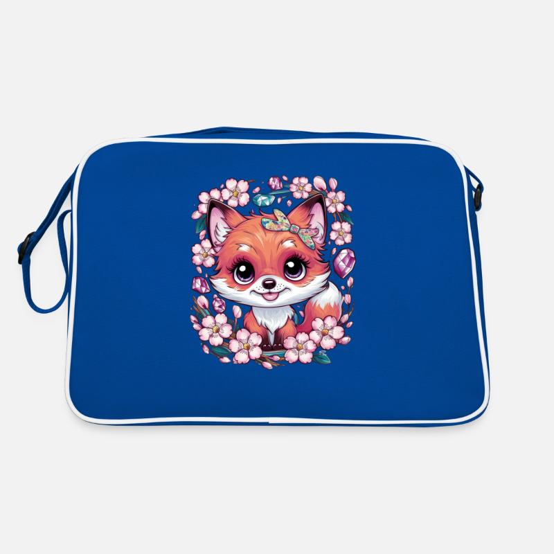 Kawaii Fuchs mit Sakura Kirschblüten Retro Tasche