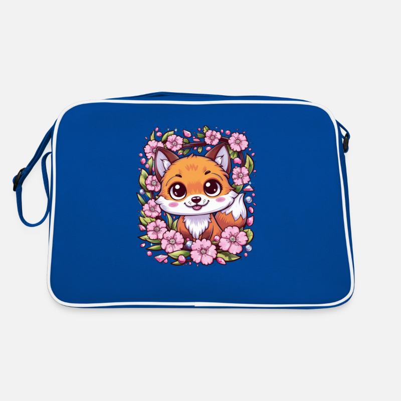 Kawaii Fuchs mit Sakura Kirschblüten Retro Tasche