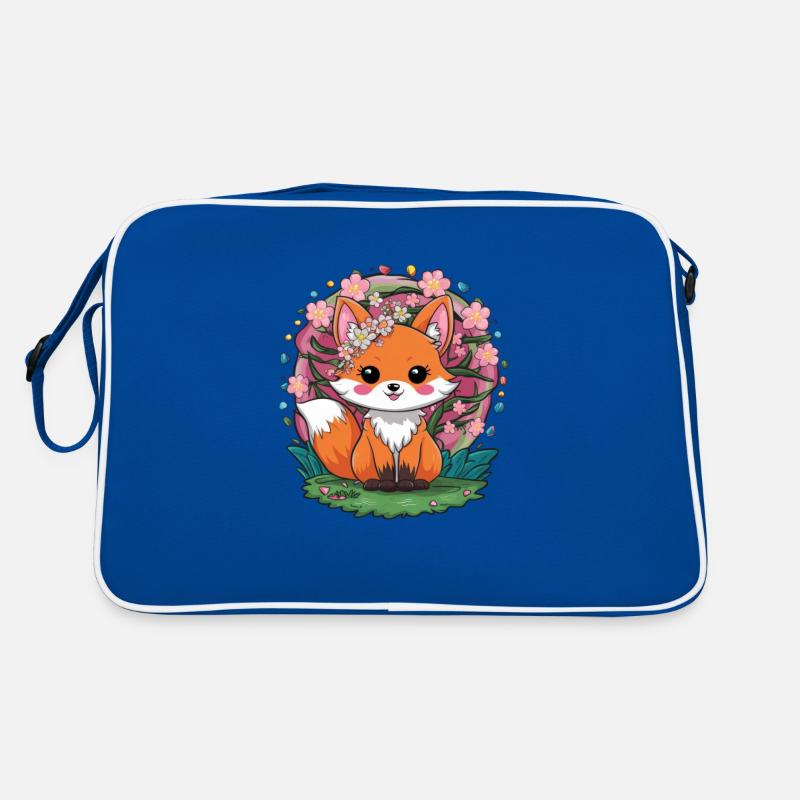 Renard kawaii avec fleurs de cerisier Sakura Sac Retro