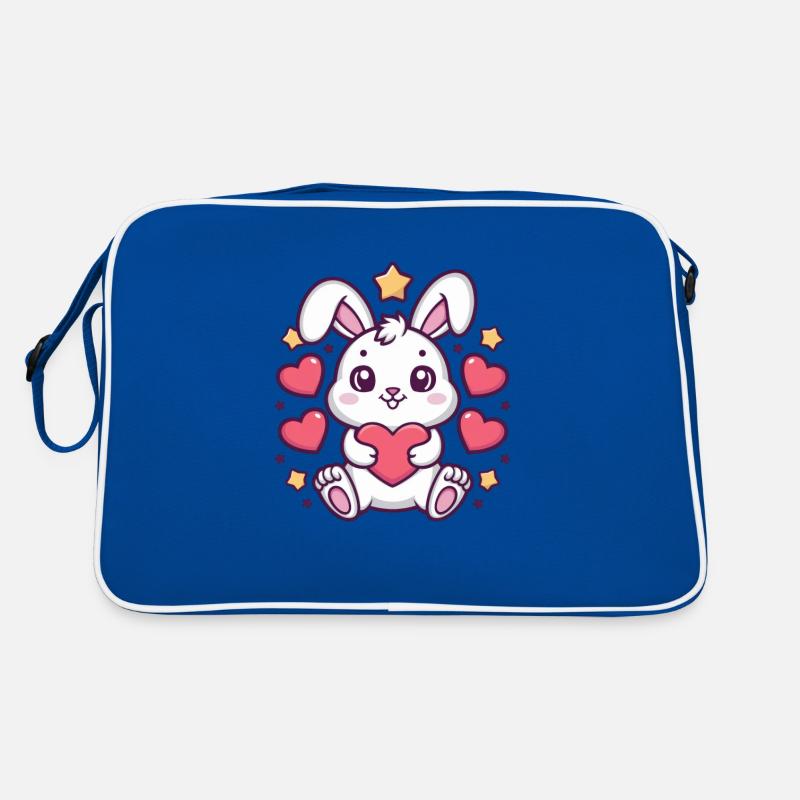 Süßer Kawaii Hase mit Herzen und Sternen Retro Tasche